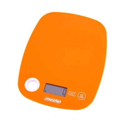 Abbildung von Mesko MS3159O Küchenwaage Digital 5KG mit großem LCD Display, Digitalwaage, Flüssigkeitsmessung, Hohe Präzision auf bis zu 1g, Tara Funktion, Abstellautomatik, Multifunktional, Orange