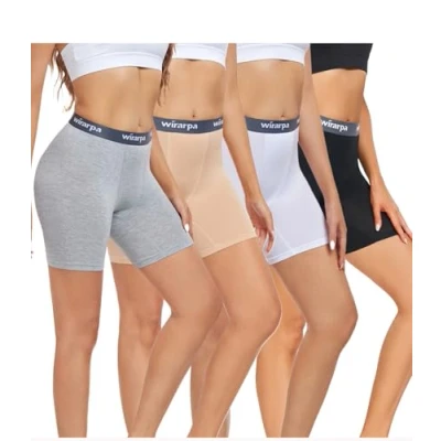 Abbildung von wirarpa Damen Boxershorts Panties Modal Radlerhose Kurze für Unter Kleid Anti Scheuern Unterhosen mit Bein 4er Pack Mehrfarbig Größe S