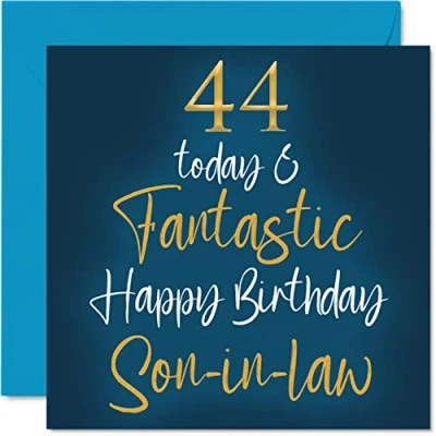 Abbildung von Stuff4 Fantastische Geburtstagskarte zum 44. Geburtstag für Schwiegersohn 44 Today &amp; Fantastic Happy Birthday Karte aus Schwiegersohn, Geburtstagsgeschenk, 145 mm x