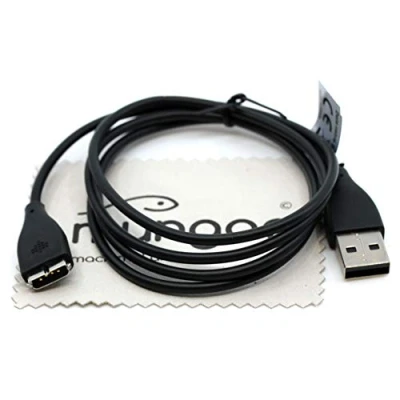 Abbildung von Ladekabel kompatibel für Fitbit Surge USB Ladegerät Lade Kabel OTB mit mungoo Displayputztuch