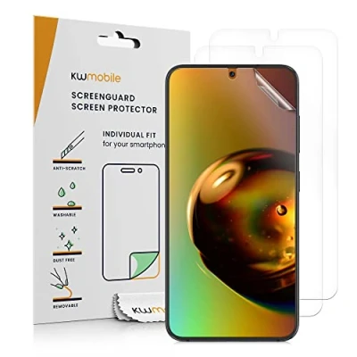 Abbildung von kwmobile 3X Displayschutzfolie kompatibel mit Samsung Galaxy S23 Folie klare Schutzfolien Set in transparent