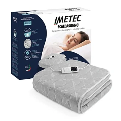 Abbildung von Imetec Scaldasonno Adapto, Einzelbett Wärmeunterbett, 150x80 cm, schnelle Erwärmung, konstante und personalisierbare Temperatur, hypoallergenes gestepptes Gewebe, Made In Italy, Steuerung mit 6 Temp