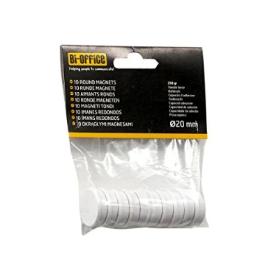 Abbildung von Bi Office Magnete, 10 Stück, rund, Durchmesser 25 mm, Farbe: Weiß