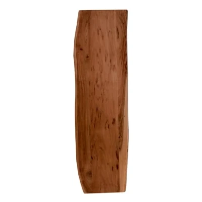 Abbildung von SAM Holzplatte 140x40 cm Tonia, Tischplatte aus Akazienholz massiv + nussbaumfarben, Baumkanten Platte für Heimwerker, geeignet Arbeitsplatten, Tische &amp; Fensterbretter