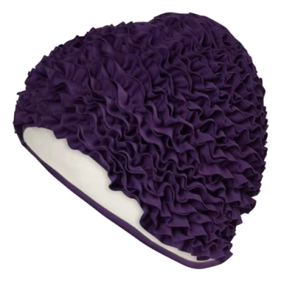 Abbildung von Fashy Damen Rüschen Badehaube mit Folieninnenhaube und Abdichtung, lila