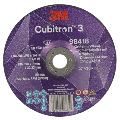 Abbildung von 3M Cubitron 3 Schruppscheibe, 98418, 36+, T27, 180 mm x 7 22,23 mm, EN, 10/Pack