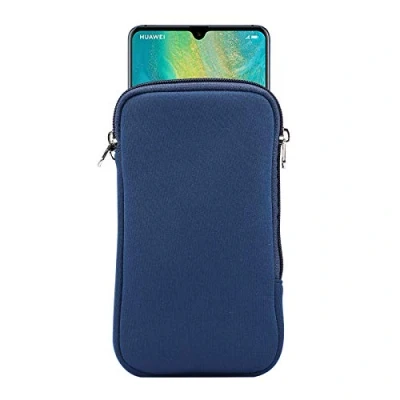Abbildung von Neopren Handytasche Mesh Pocket Lanyard Hülle für iPhone 16 Plus 15 14 13 Pro Max Samsung Galaxy S24 Ultra S23 A15 A14 A04s A23 A13 A03 A04 OnePlus 11 Pixel 8 (XL, Blau)