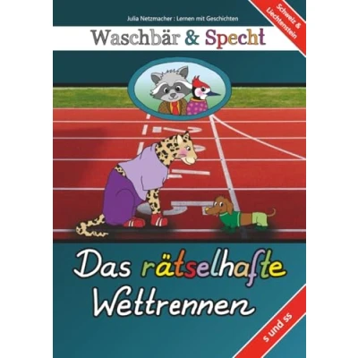 Abbildung von Waschbär und Specht: Das rätselhafte Wettrennen: Version für die Schweiz Liechtenstein