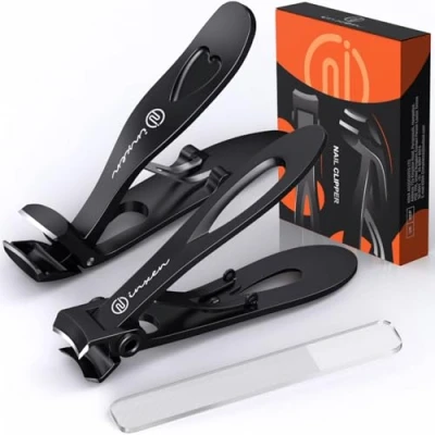 Abbildung von Winkelkopf Nagelknipser für Senioren Dicke Fußnägel 3 Pcs Ergonomic Set mit Breiter Kieferöffnung Fänger Auffangbehälter Premium Stahl Groß Nagelzwicker Fingernagel knipser Männer