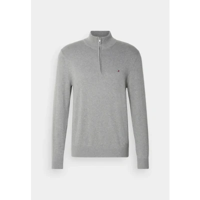 Abbildung von Tommy Hilfiger Essential ZIP MOCK Strickpullover, Herren, Größe: XS, Medium grey heather