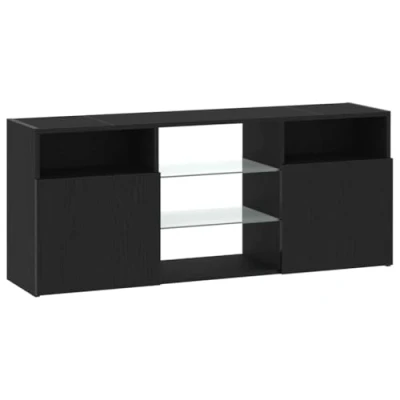 Abbildung von vidaXL TV Schrank mit LED Leuchten Schwarz Eichen Optik 120x30x50 cm