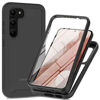 Abbildung von XINNI Hülle für Samsung Galaxy S23 5G, 360 Grad Stoßfeste Schutzhülle mit Integriertem Bildschirmschutz, Robuster Bumper Outdoor Full Body Case, Schwarz