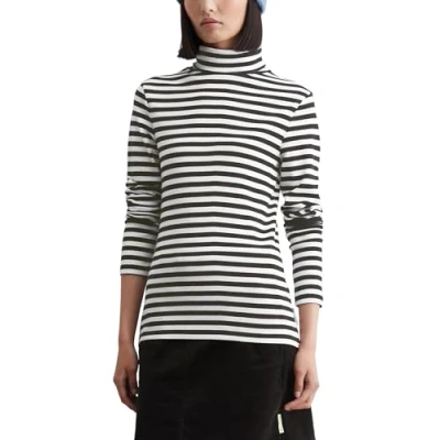Abbildung von Marc O&#039;Polo Denim Turtleneck Stripes Langarmshirt, Damen, Größe: Medium, Black