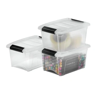 Abbildung von Iris Ohyama Aufbewahrungsboxen mit Deckel, 5L, 3er Set, Transparent, Sicherer Verschluss, Stapelbar, Griffe, Schlafzimmer, Schrank, Büro, Organisation, BPA freies Plastik, Ordnungsboxen, DDNTB 5