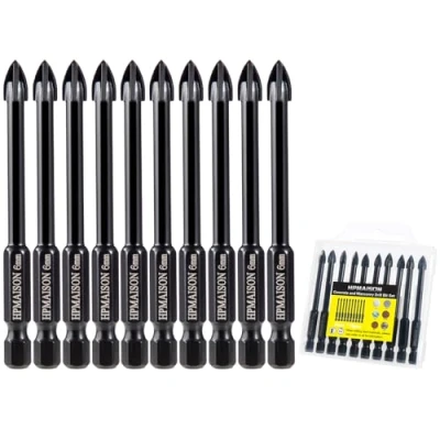 Abbildung von HPMAISON 10tlg. 6mm Glas und Fliesenbohrer, 1/4&quot; Sechskant Schaft Multi Zurpose Betonbohrer Set für Glas, Spiegel, Keramikfliesen, Beton, Backsteinmauer, Granit, Marmor &amp; Mauerwerk