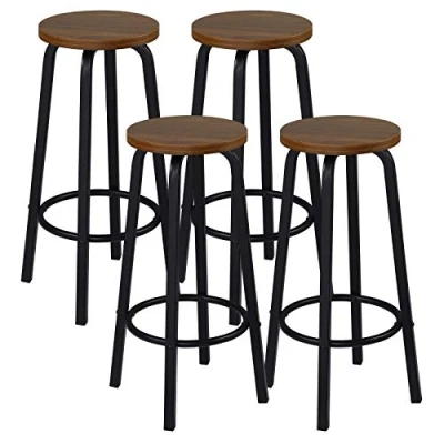 Abbildung von WOLTU 4X Barhocker Barstuhl Bistrohocker Tresenhocker runde Sitzfläche aus MDF Gestell Metall Dunkelbuche BH237dc 4