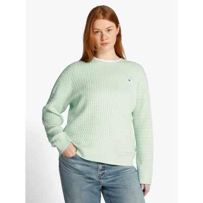 Abbildung von Tommy Hilfiger Curve Cable Sweater Strickpullover, Damen, Größe: 46, Opal green