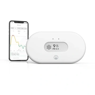 Abbildung von Airthings View Pollution 2980 Luftverschmutzungs Messgerät zur Überwachung von Feinstaub (PM2.5), Temperatur und Luftfeuchtigkeit mit WLAN Anschluss, App, Calm Tech Display