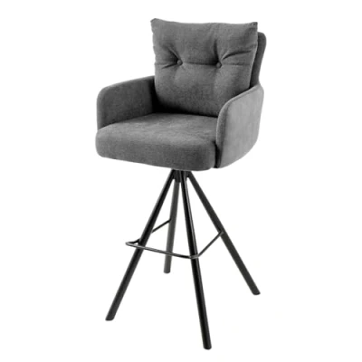 Abbildung von Riess Ambiente Drehbarer Design Barhocker Big George anthrazit Samt Federkern mit Armlehnen