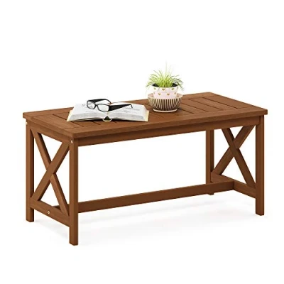Abbildung von Furinno Tioman Outdoor Tisch mit x Bein in Teaköl, Natur, 45.21 89.92 43.18 cm