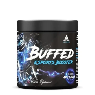 Abbildung von PEAK Buffed eSports Booster 400g Geschmack APM Shock I 40 Portionen für professionelles Gaming Energie Fokus Konzentration ohne Fett Zucker 400 g