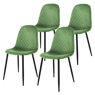 Abbildung von ML DESIGN Stuhl Esszimmerstuhl mit Rückenlehne, Polsterstuhl Metallbeinen (4 St), Wohnzimmerstuhl ergonomisch Grün Samtbezug Küchenstuhl
