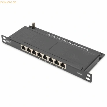 Abbildung von DIGITUS CAT 6A Patch Panel, geschirmt,8 Port 1/2HE, 10&quot;, Rack Mount,schwarz RAL 9005