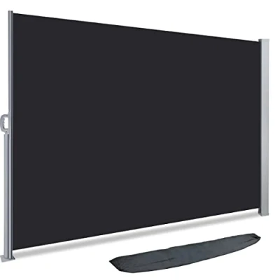 Abbildung von VOUNOT Seitenmarkise Ausziehbar für Balkon, Garten und Terrasse, Sichtschutz, Windschutz, Wasserdicht, Sonnenschutz, 140 x 300 cm, Schwarz Anthrazit
