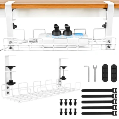 Abbildung von VFANDV Kabelmanagement Unter dem Schreibtisch, Kabelkanal Schreibtisch Ohne Bohren Kabel Organizer Untertisch Kabelhalter für Startseite Büro