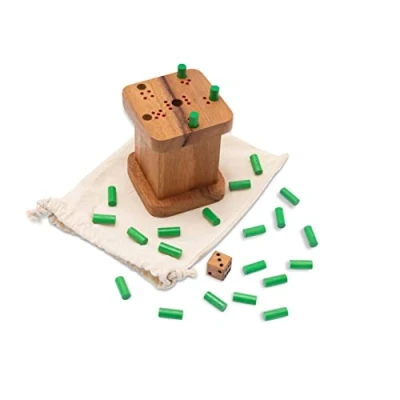 Abbildung von Logoplay Holzspiele Spielesammlung, 6 raus für 2 bis Spieler Würfelspiel mit 40 SpielsteckernHolzspielzeug