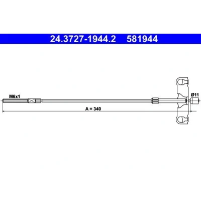 Abbildung von ATE 24.3727 1944.2 Handbremsseil 340 TOYOTA: Auris Schrägheck