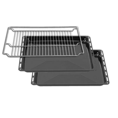 Abbildung von ICQN Backblech 465 x 370 30 doppelt Set mit Gitter, Emaille, (Set, 3 St., Fettpfanne und Verchromt Backofenrost), Passend für Bosch Neff Constructa