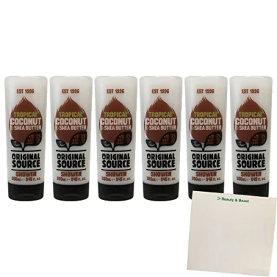 Abbildung von Original Source Tropical Coconut &amp; Shea Butter Duschgel 6er Pack (6x250ml Flasche) + usy Block