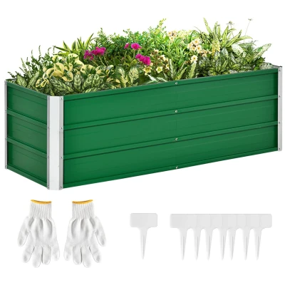 Abbildung von Hochbeet aus Stahl Gartenbeet Pflanzkasten Blumenkasten Blumenkübel mit Handschuhe Dunkelgrau 125 x