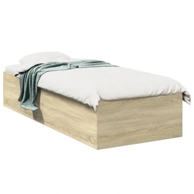 Abbildung von vidaXL Bettgestell, Bett Einzelbett für Schlafzimmer, Bettrahmen mit Lattenrost, Schlafzimmerbett Modernes Design, Sonoma Eiche 90x200cm Holzwerkstoff