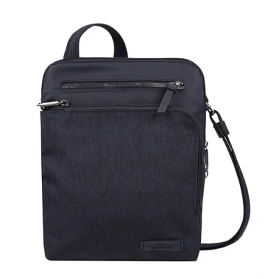 Abbildung von Travelon: Umhängetasche mit Diebstahlschutz, klein, Metro Stil, marineblau meliert, Einheitsgröße, Diebstahlschutz Small Crossbody