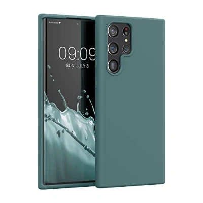 Abbildung von kwmobile Hülle kompatibel mit Samsung Galaxy S22 Ultra Silikon Handy Case Handyhülle weiche Oberfläche kabelloses Laden Arctic Night