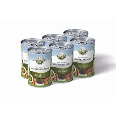 Abbildung von Bellfor Hundenassfutter Getreidefrei mit Insektenprotein Naturfarm Menü 6 x 400 g. Ideal für Ernährungssensible Hunde, Reich an Vitaminen &amp; Mineralien. Optimal Hunde Allergien.