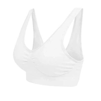 Abbildung von Boolavard ® Sport BH und Wohlfühl Bra nahtlos in Farbe Weiß Schwarz (XXL: 116 121cm (90C 100A), Weiß)