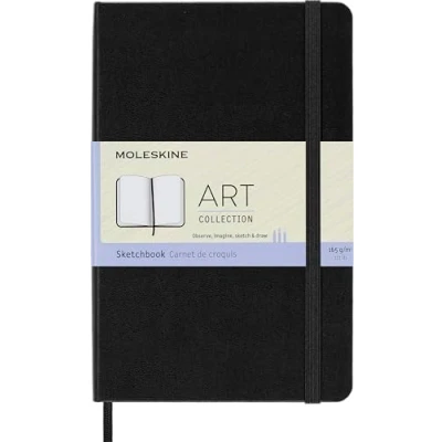 Abbildung von Moleskine Medium Size 11.5 x 18 cm Art Sketchbook, Sketchbook for Drawings, Paper Suitable Pencils, Pastels, Fountain Pens and Markers, Hard Cover, Colour Black, 88 Pages