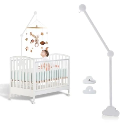 Abbildung von Baby Mobile Halterung Holz Weiß Wolken: Nizirioo Babybett Klingelhalterung wickeltisch Laufstall Wiege DIY Halter Für Windspiel Bettglocke
