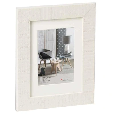 Abbildung von walther design Bilderrahmen polarweiss 13 x 18 cm mit Passepartout, Home Holzrahmen HO318V