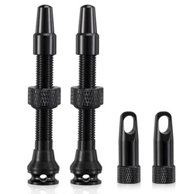 Abbildung von HZJD 2 Stück Presta Tubeless Ventile, Schwarz, Vorbau, Integriertes Kernentfernungswerkzeug(44 mm)
