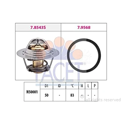 Abbildung von FACET 7.8543 Kühlwasserthermostat 83 50 Made in Italy OE Equivalent mit Dichtung RENAULT: Megane 3 Grandtour, Kangoo I, Schrägheck