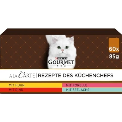 Abbildung von Gourmet A la Carte Katzenfutter nass, Sorten Mix, 60er Pack (60 x 85g)