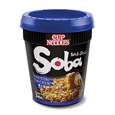 Abbildung von Nissin Cup Noodles Soba Yakitori Chicken, 8er Pack, Wok Style Instant Nudeln japanischer Art, mit Würzsauce, Hähnchen &amp; Gemüse, schnell im Becher zubereitet, asiatisches Essen (8 x 89 g)