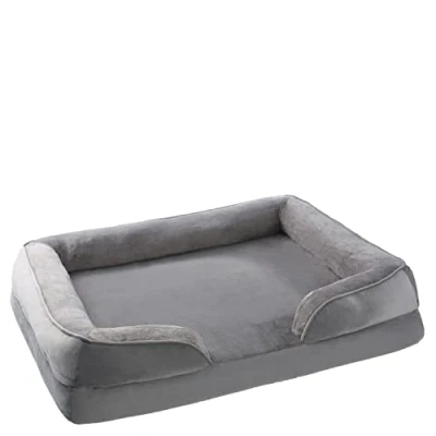 Abbildung von PETSTUFF Tierbett Hundebett Hundematratze Hundekissen Tierkissen, 100 % Polypropylene, Hundematte, Bezug abnehmbar, rutschfest, Hellgrau, Größenwahl