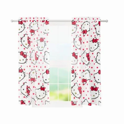 Abbildung von Franco Hello Kitty Kinderzimmer Fenstervorhänge Set, 208,3 x 160 cm, offizielles Lizenzprodukt