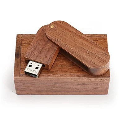 Abbildung von HOZYALE USB Stick Holz 2.0 Flash Laufwerk Datenstick Speicherstick Memory mit Holzbox(64 GB,Drehen Braun)