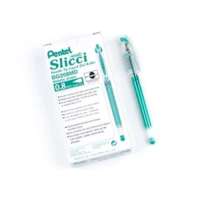 Abbildung von Pentel BG208 Slicci Metallic Gel Tintenroller mit Nadelspitze, 0.4 mm, grün